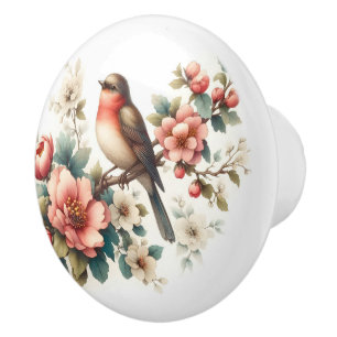 Bouton De Porte En Céramique Amoureux des animaux d'oiseaux mignons