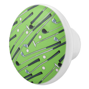 Bouton De Porte En Céramique Amusants Sports golf boules et clubs décoration in