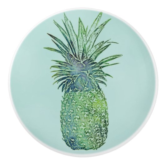 Bouton De Porte En Céramique Ananas d'aquarelle (Devant)