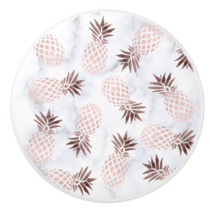 Bouton De Porte En Céramique ananas rose d'or de marbre blanc moderne élégant