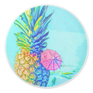 Bouton De Porte En Céramique Ananas Tropical