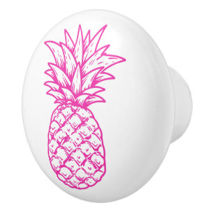 Bouton De Porte En Céramique Ananas Tropical Rose Preppy Personnalisé