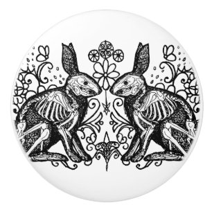 Bouton De Porte En Céramique Anatomie de lapin gothique en céramique