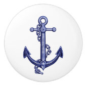 Bouton De Porte En Céramique Ancrage bleu et blanc (Devant)