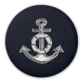 Bouton De Porte En Céramique Ancre Chrome sur impression de fibre de carbone de (Devant)