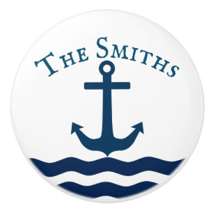 Bouton De Porte En Céramique Ancre élégante Personnalisée Nautique