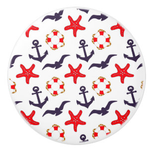 Bouton De Porte En Céramique Ancre maritime