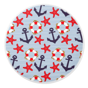 Bouton De Porte En Céramique Ancre maritime