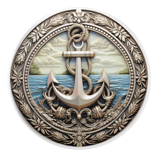 Bouton De Porte En Céramique Ancres Aweigh Ceramic Knob (Devant)