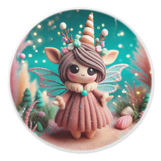 Bouton De Porte En Céramique Angel de l'licorne argileuse