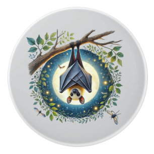 Bouton De Porte En Céramique animal amateur de chauve-souris cool
