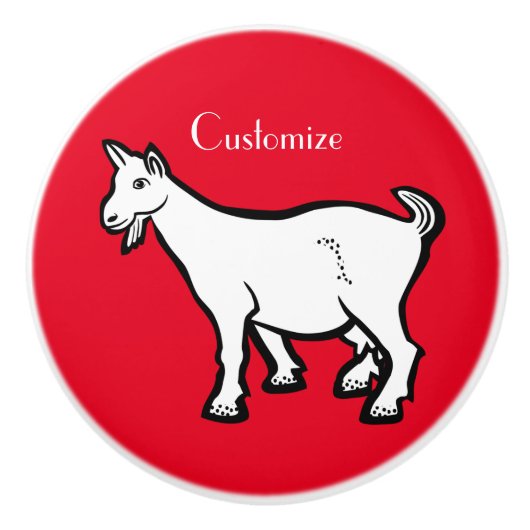 Bouton De Porte En Céramique Animal de chèvre Thunder_Cove (Devant)