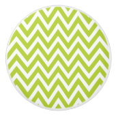 Bouton De Porte En Céramique Apple Green Chevron (Devant)