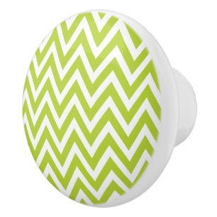 Bouton De Porte En Céramique Apple Green Chevron