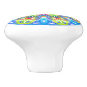 Bouton De Porte En Céramique Aqua Lime Mandala Boho (Côté)