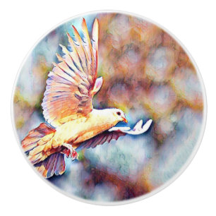 Bouton De Porte En Céramique aquarell dove