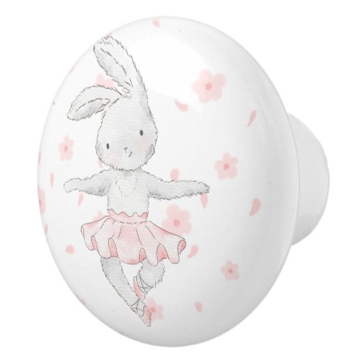 Bouton De Porte En Céramique Aquarelle Ballerina Bunny Ceramic Pull (Droite)