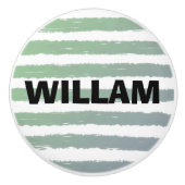 Bouton De Porte En Céramique Aquarelle blanche gris vert (Devant)