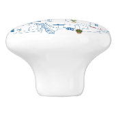 Bouton De Porte En Céramique Aquarelle bleue et blanche Santorin Grèce (Côté)