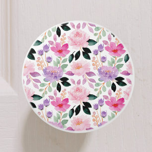 Bouton De Porte En Céramique Aquarelle botanique florale mignonne