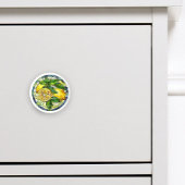 Bouton De Porte En Céramique Aquarelle Citrons Vitré Jaune Vert Bleu