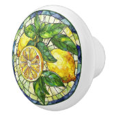 Bouton De Porte En Céramique Aquarelle Citrons Vitré Jaune Vert Bleu (Droite)