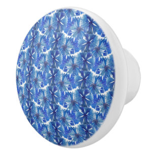 Bouton De Porte En Céramique aquarelle cornflower glaçure