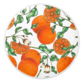 Bouton De Porte En Céramique Aquarelle de fruits d'agrumes d'orange (Devant)