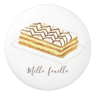 Bouton De Porte En Céramique Aquarelle de pâtisserie de feuille de ille