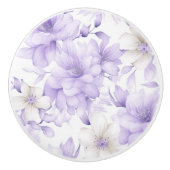 Bouton De Porte En Céramique Aquarelle délicate Fleurs violettes (Devant)