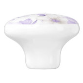 Bouton De Porte En Céramique Aquarelle délicate Fleurs violettes (Côté)