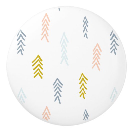 Bouton De Porte En Céramique Aquarelle douce Chevron Motif (Devant)