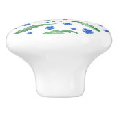 Bouton De Porte En Céramique Aquarelle Fleurs de corail bleu (Côté)