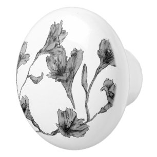Bouton De Porte En Céramique Aquarelle grise