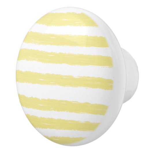 Bouton De Porte En Céramique Aquarelle jaune pastel rayures (Droite)