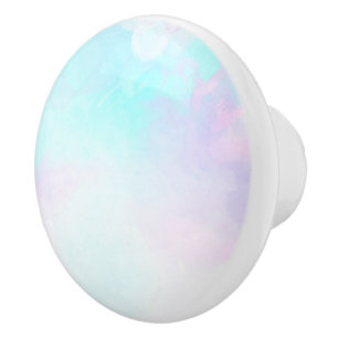 Bouton De Porte En Céramique Aquarelle moderne Abstraite Pastel bleu & violet