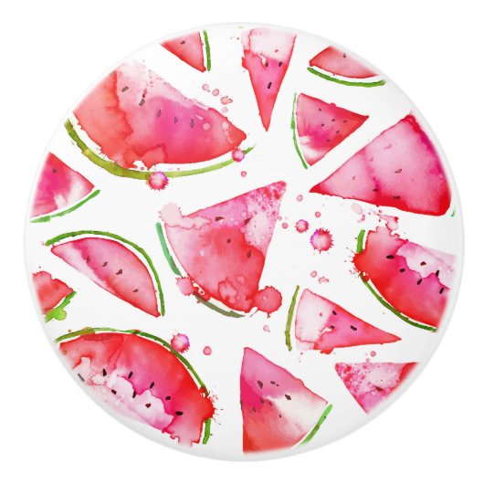 Bouton De Porte En Céramique Aquarelle pastèque 1 (Devant)