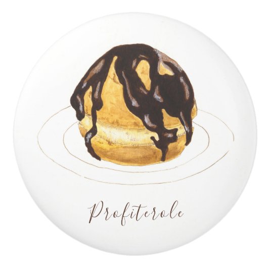 Bouton De Porte En Céramique Aquarelle profiterole (Devant)