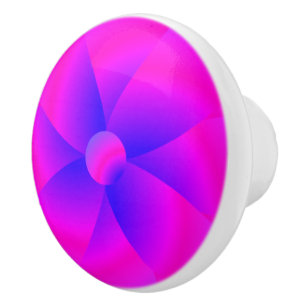 Bouton De Porte En Céramique Aquarelle rose et bleu chaud
