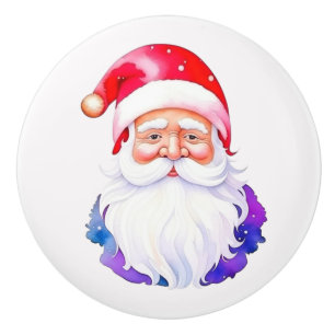 Bouton De Porte En Céramique Aquarelle Santa Claus