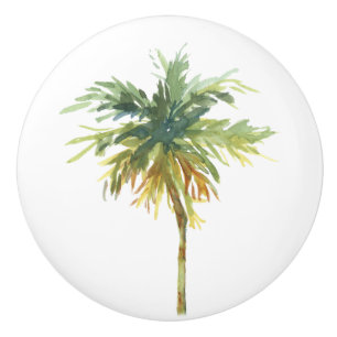 Bouton De Porte En Céramique Aquarelle Tropical Palm Tree