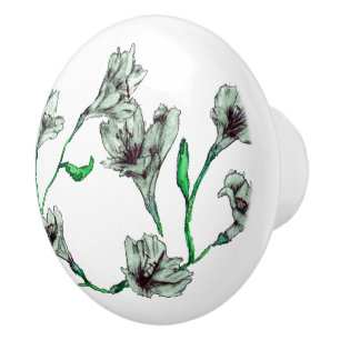 Bouton De Porte En Céramique Aquarelle verte