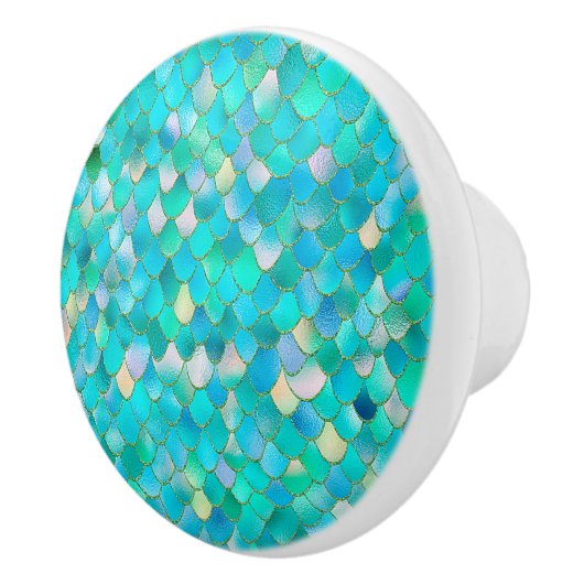 Bouton De Porte En Céramique Aquarelle Wonky Parties scintillant Turquoise Méta (Droite)