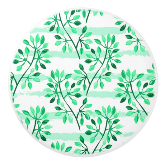 Bouton De Porte En Céramique Arborescence avec feuilles (Devant)