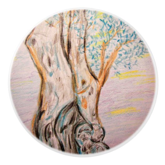 Bouton De Porte En Céramique Arbre d'Olive (Devant)