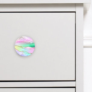 Bouton De Porte En Céramique Arc-en-ciel Agate Or Pastel