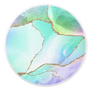 Bouton De Porte En Céramique Arc-en-ciel élégant Géode pastel Agate Géode Gris