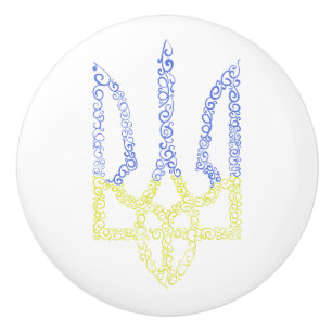 Bouton De Porte En Céramique Armoiries de l'Ukraine trident motif de la spirale
