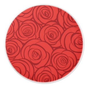 Bouton De Porte En Céramique Arrière - plan abstrait de roses rouges
