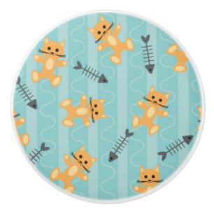 Bouton De Porte En Céramique arrière - plan avec des chats